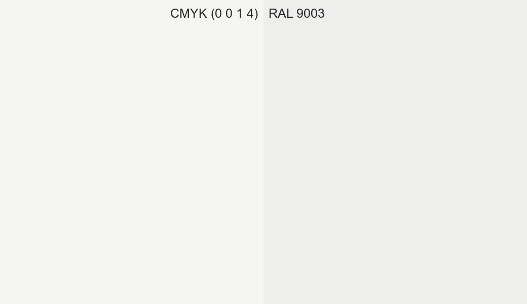 CMYK Color CMYK (0 0 1 4) vs RAL 9003 side by side comparison CMYK Color CMYK (0 0 1 4) vs RAL 9003 side by side comparison