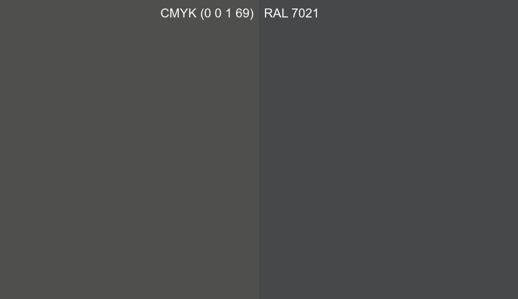 CMYK Color CMYK (0 0 1 69) vs RAL 7021 side by side comparison CMYK Color CMYK (0 0 1 69) vs RAL 7021 side by side comparison