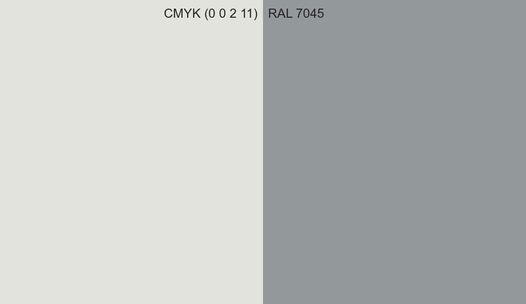 CMYK Color CMYK (0 0 2 11) vs RAL 7045 side by side comparison CMYK Color CMYK (0 0 2 11) vs RAL 7045 side by side comparison