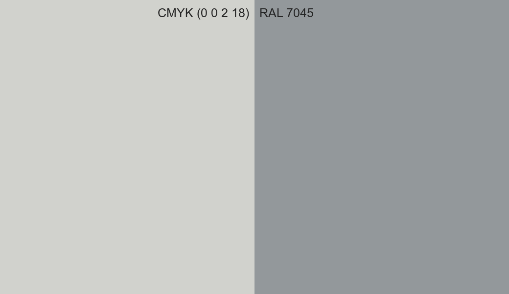 CMYK Color CMYK (0 0 2 18) vs RAL 7045 side by side comparison CMYK Color CMYK (0 0 2 18) vs RAL 7045 side by side comparison