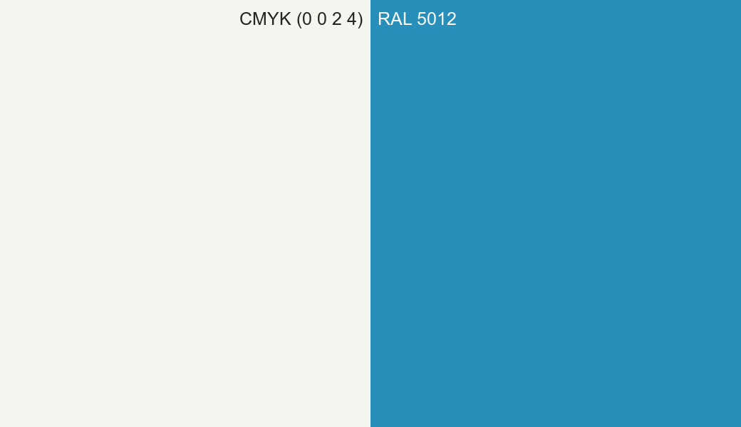 CMYK Color CMYK (0 0 2 4) vs RAL 5012 side by side comparison CMYK Color CMYK (0 0 2 4) vs RAL 5012 side by side comparison