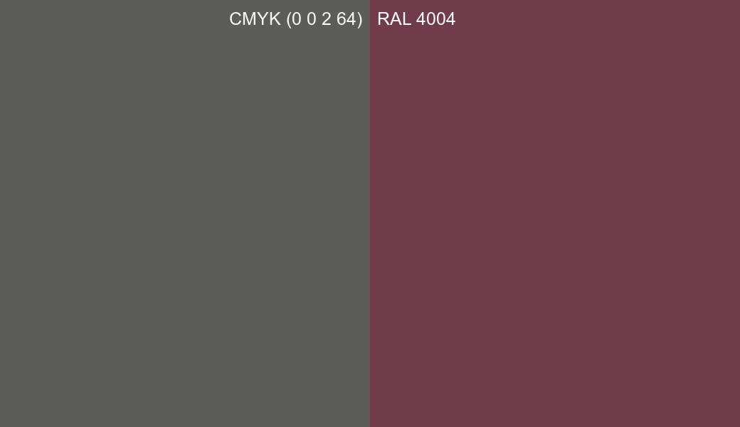 CMYK Color CMYK (0 0 2 64) vs RAL 4004 side by side comparison CMYK Color CMYK (0 0 2 64) vs RAL 4004 side by side comparison