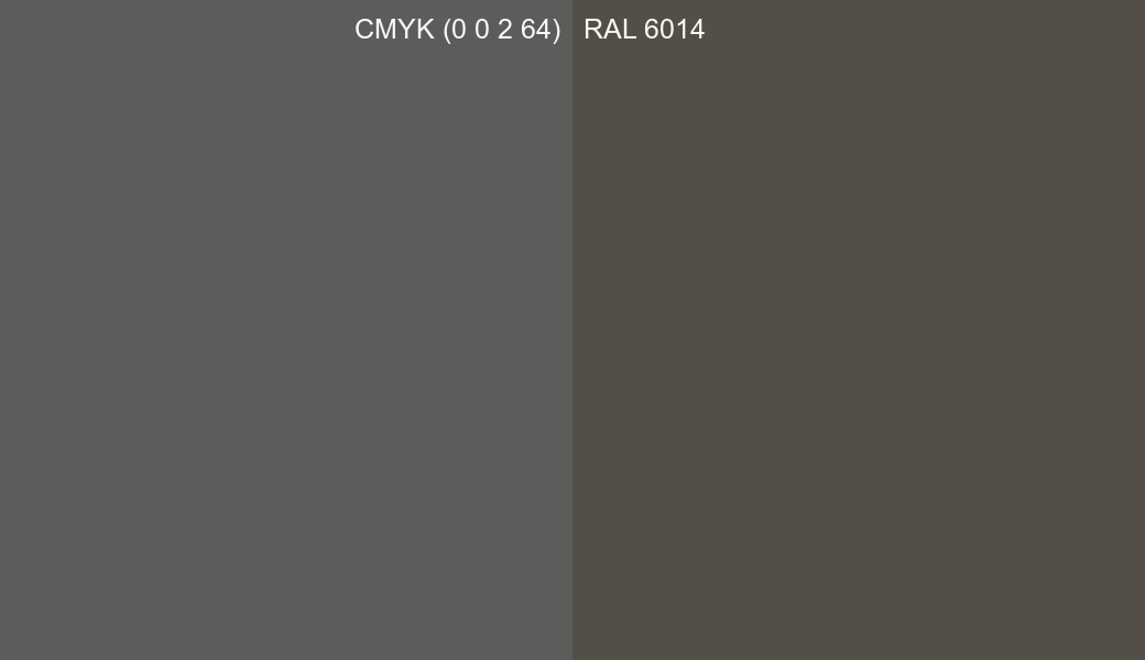 CMYK Color CMYK (0 0 2 64) vs RAL 6014 side by side comparison CMYK Color CMYK (0 0 2 64) vs RAL 6014 side by side comparison