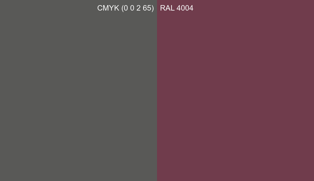 CMYK Color CMYK (0 0 2 65) vs RAL 4004 side by side comparison CMYK Color CMYK (0 0 2 65) vs RAL 4004 side by side comparison