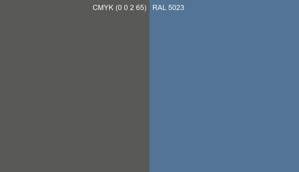 CMYK Color CMYK (0 0 2 65) vs RAL 5023 side by side comparison CMYK Color CMYK (0 0 2 65) vs RAL 5023 side by side comparison