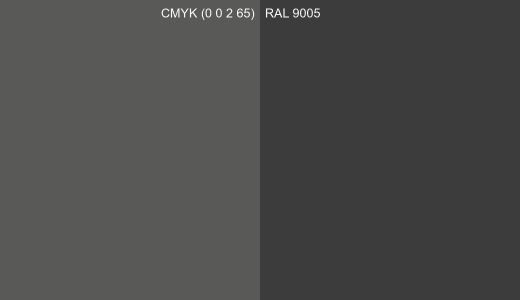 CMYK Color CMYK (0 0 2 65) vs RAL 9005 side by side comparison CMYK Color CMYK (0 0 2 65) vs RAL 9005 side by side comparison
