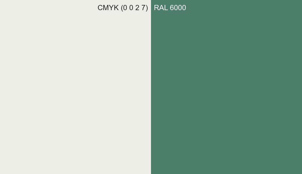 CMYK Color CMYK (0 0 2 7) vs RAL 6000 side by side comparison CMYK Color CMYK (0 0 2 7) vs RAL 6000 side by side comparison
