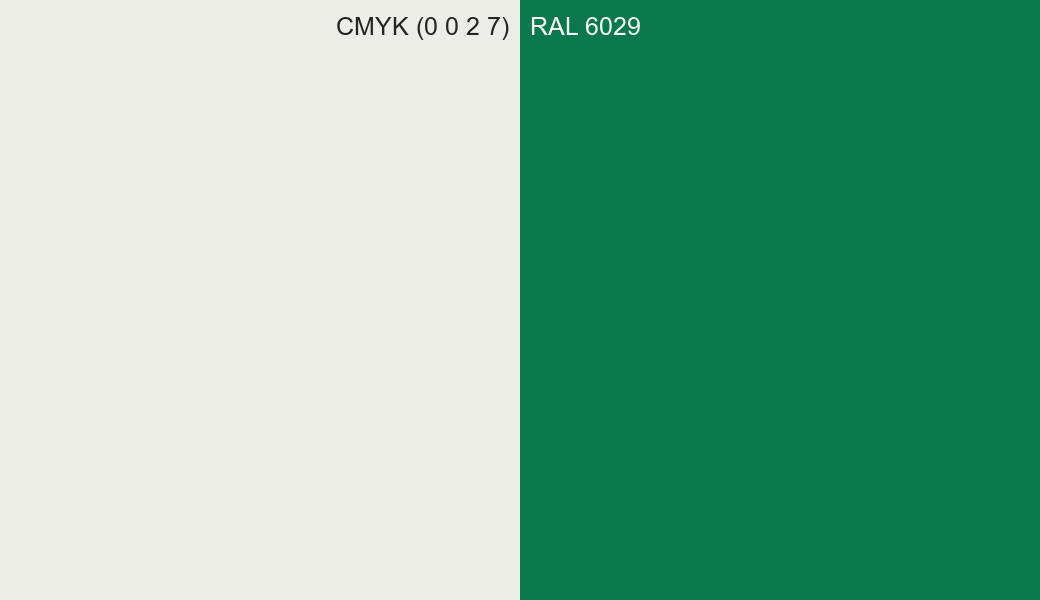 CMYK Color CMYK (0 0 2 7) vs RAL 6029 side by side comparison CMYK Color CMYK (0 0 2 7) vs RAL 6029 side by side comparison