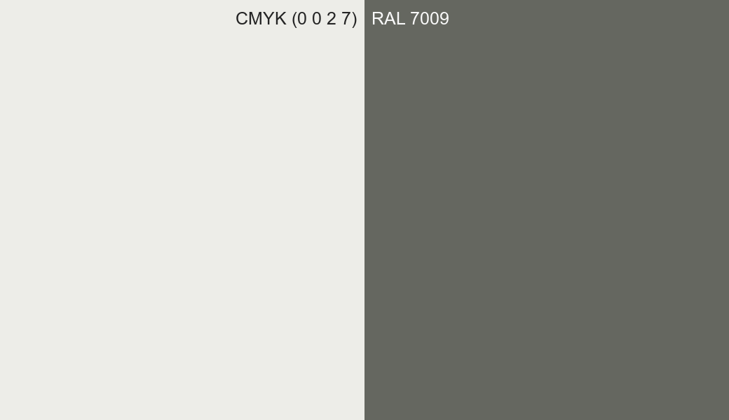CMYK Color CMYK (0 0 2 7) vs RAL 7009 side by side comparison CMYK Color CMYK (0 0 2 7) vs RAL 7009 side by side comparison