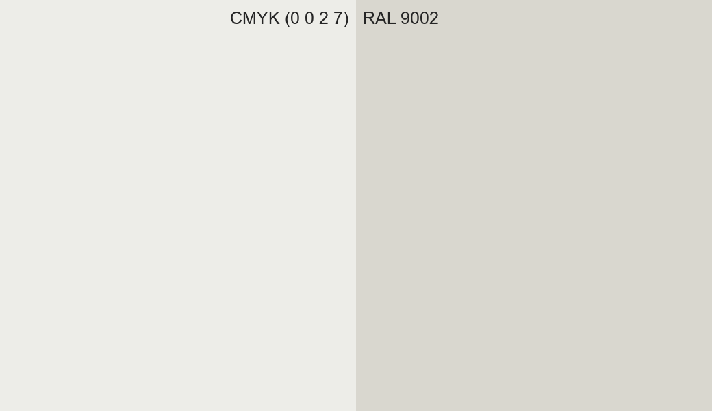 CMYK Color CMYK (0 0 2 7) vs RAL 9002 side by side comparison CMYK Color CMYK (0 0 2 7) vs RAL 9002 side by side comparison