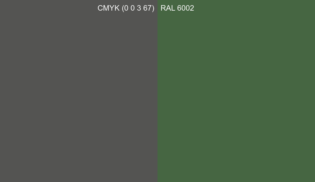 CMYK Color CMYK (0 0 3 67) vs RAL 6002 side by side comparison CMYK Color CMYK (0 0 3 67) vs RAL 6002 side by side comparison