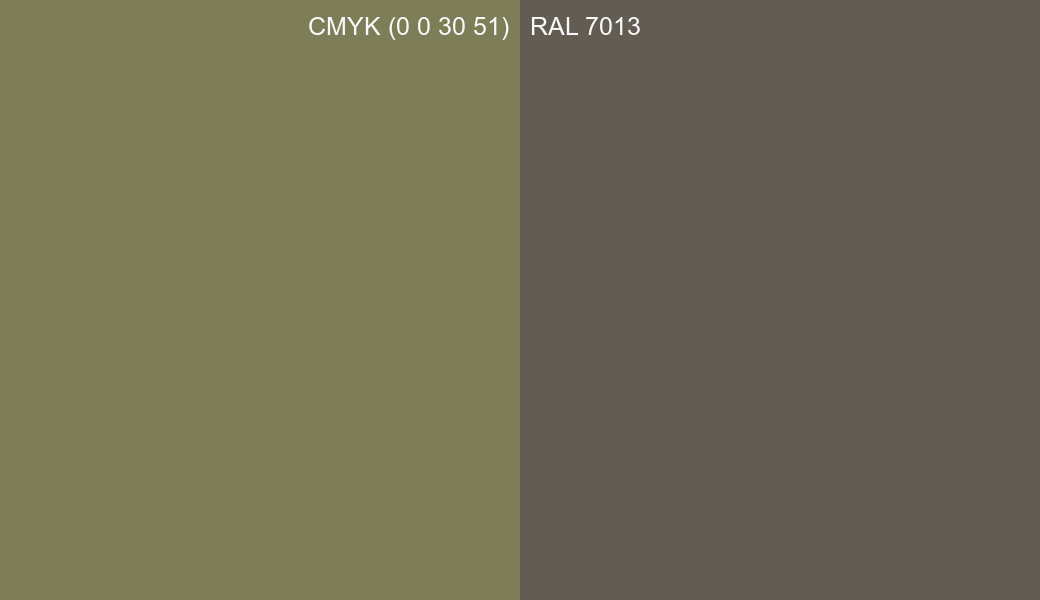CMYK Color CMYK (0 0 30 51) vs RAL 7013 side by side comparison CMYK Color CMYK (0 0 30 51) vs RAL 7013 side by side comparison