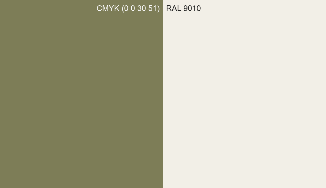 CMYK Color CMYK (0 0 30 51) vs RAL 9010 side by side comparison CMYK Color CMYK (0 0 30 51) vs RAL 9010 side by side comparison