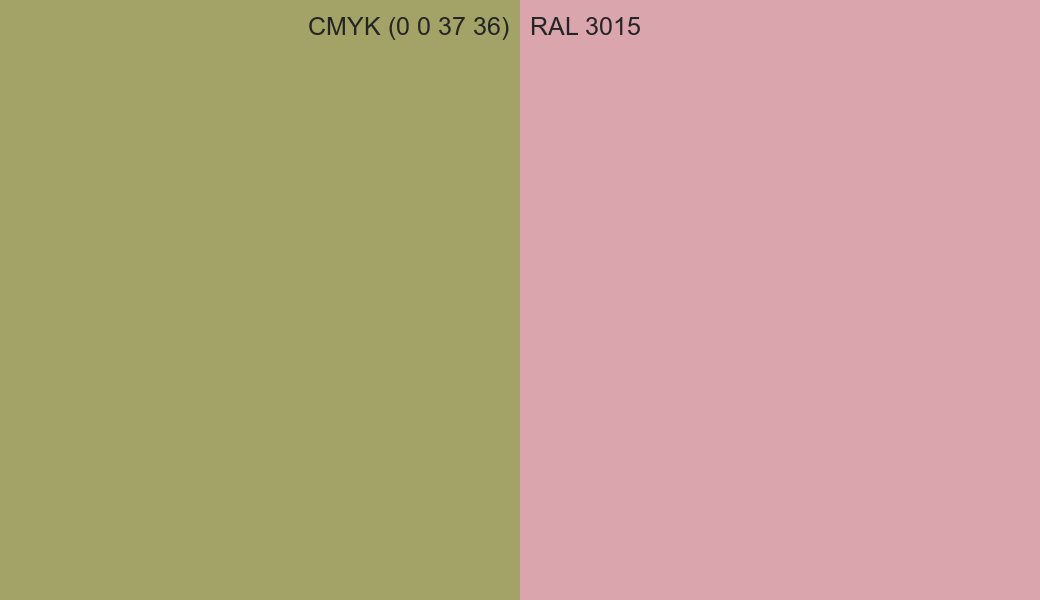 CMYK Color CMYK (0 0 37 36) vs RAL 3015 side by side comparison CMYK Color CMYK (0 0 37 36) vs RAL 3015 side by side comparison