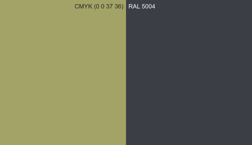 CMYK Color CMYK (0 0 37 36) vs RAL 5004 side by side comparison CMYK Color CMYK (0 0 37 36) vs RAL 5004 side by side comparison