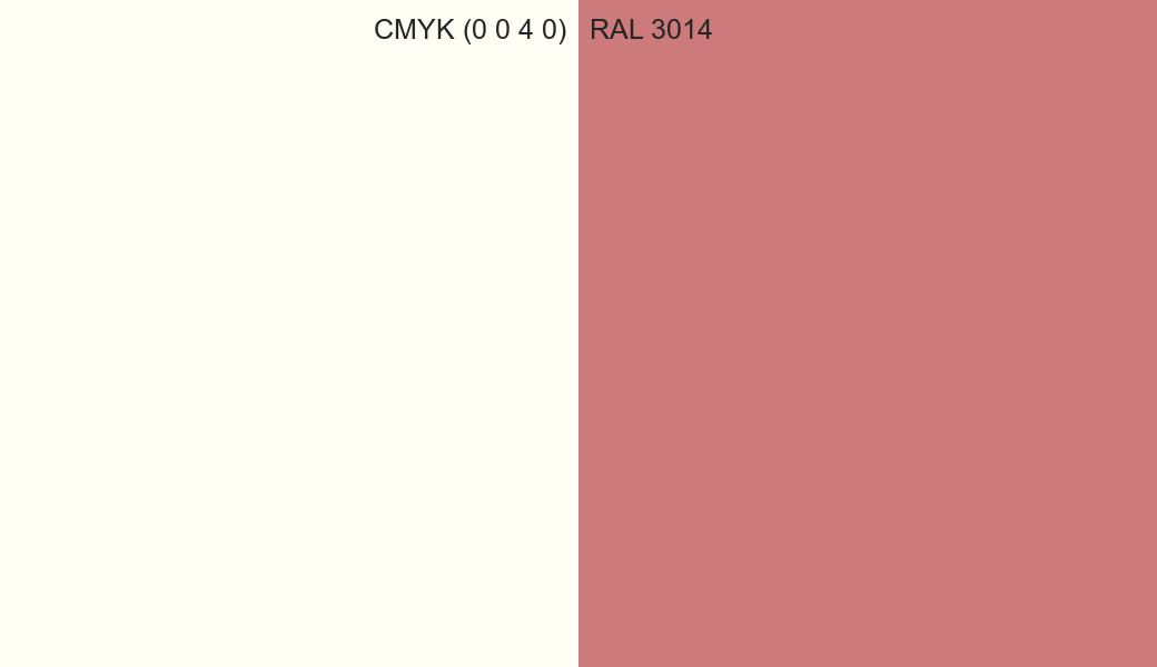CMYK Color CMYK (0 0 4 0) vs RAL 3014 side by side comparison CMYK Color CMYK (0 0 4 0) vs RAL 3014 side by side comparison