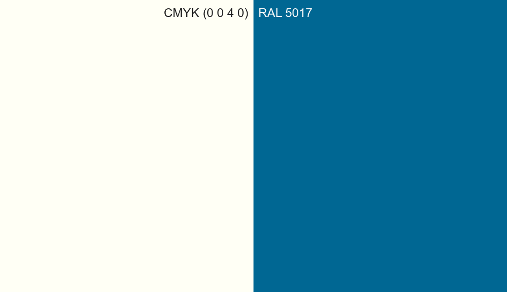 CMYK Color CMYK (0 0 4 0) vs RAL 5017 side by side comparison CMYK Color CMYK (0 0 4 0) vs RAL 5017 side by side comparison