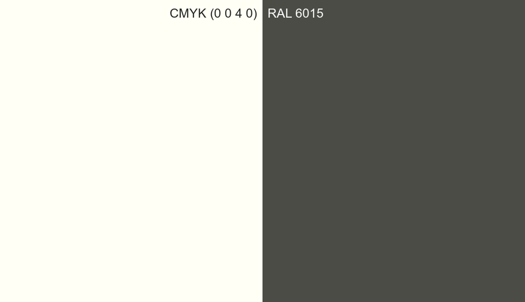CMYK Color CMYK (0 0 4 0) vs RAL 6015 side by side comparison CMYK Color CMYK (0 0 4 0) vs RAL 6015 side by side comparison