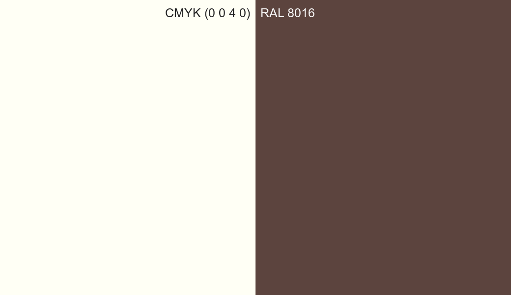 CMYK Color CMYK (0 0 4 0) vs RAL 8016 side by side comparison CMYK Color CMYK (0 0 4 0) vs RAL 8016 side by side comparison