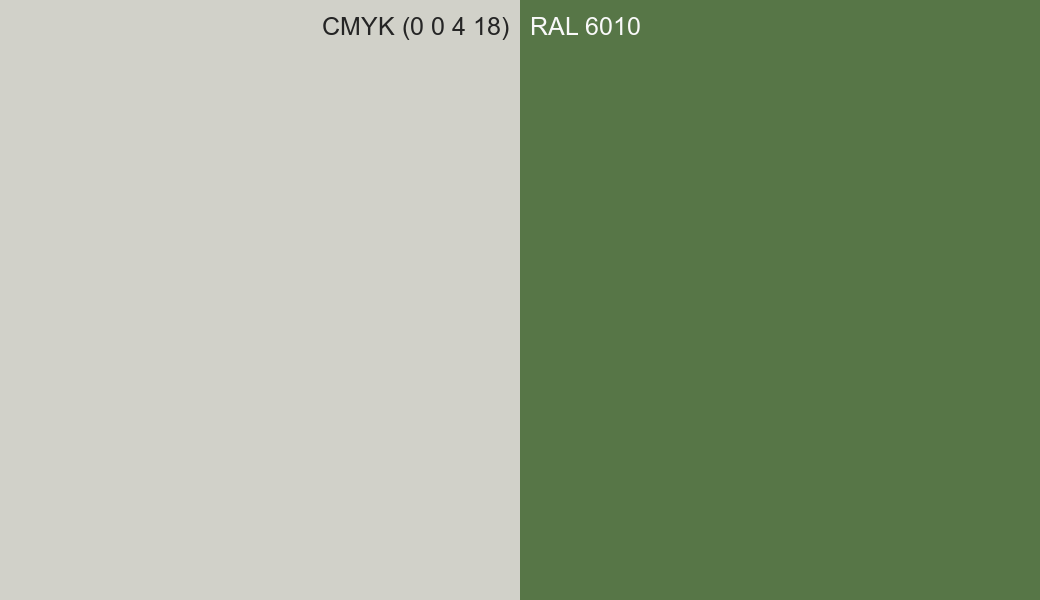 CMYK Color CMYK (0 0 4 18) vs RAL 6010 side by side comparison CMYK Color CMYK (0 0 4 18) vs RAL 6010 side by side comparison