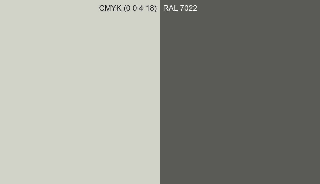CMYK Color CMYK (0 0 4 18) vs RAL 7022 side by side comparison CMYK Color CMYK (0 0 4 18) vs RAL 7022 side by side comparison