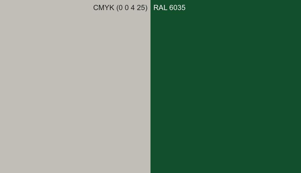 CMYK Color CMYK (0 0 4 25) vs RAL 6035 side by side comparison CMYK Color CMYK (0 0 4 25) vs RAL 6035 side by side comparison