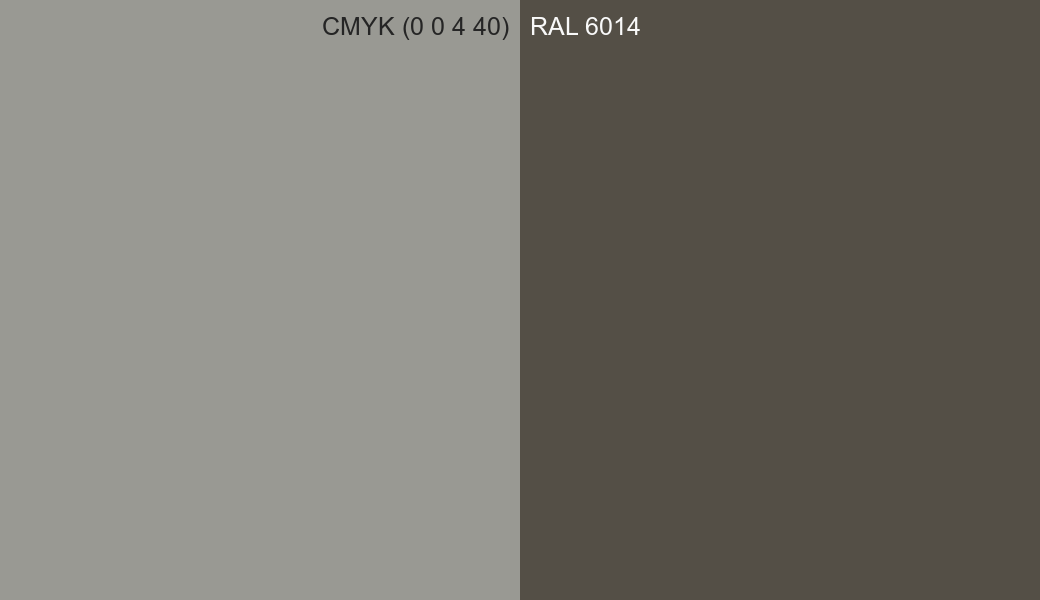 CMYK Color CMYK (0 0 4 40) vs RAL 6014 side by side comparison CMYK Color CMYK (0 0 4 40) vs RAL 6014 side by side comparison
