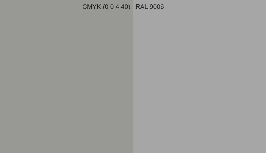 CMYK Color CMYK (0 0 4 40) vs RAL 9006 side by side comparison CMYK Color CMYK (0 0 4 40) vs RAL 9006 side by side comparison