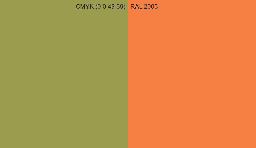 CMYK Color CMYK (0 0 49 39) vs RAL 2003 side by side comparison CMYK Color CMYK (0 0 49 39) vs RAL 2003 side by side comparison