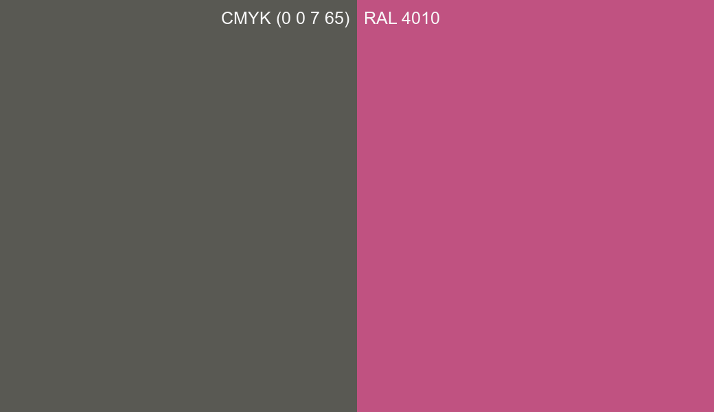 CMYK Color CMYK (0 0 7 65) vs RAL 4010 side by side comparison CMYK Color CMYK (0 0 7 65) vs RAL 4010 side by side comparison