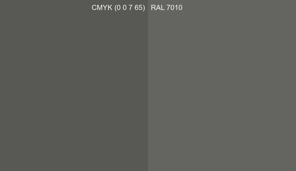 CMYK Color CMYK (0 0 7 65) vs RAL 7010 side by side comparison CMYK Color CMYK (0 0 7 65) vs RAL 7010 side by side comparison