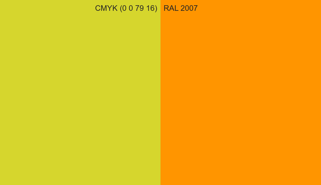 CMYK Color CMYK (0 0 79 16) vs RAL 2007 side by side comparison CMYK Color CMYK (0 0 79 16) vs RAL 2007 side by side comparison
