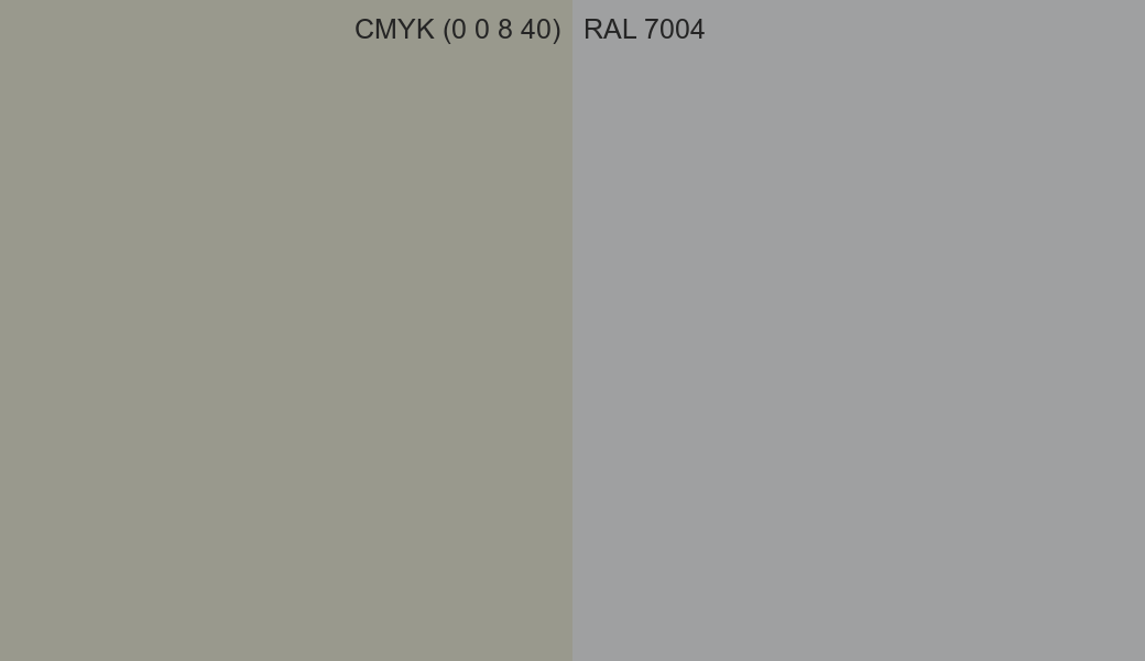 CMYK Color CMYK (0 0 8 40) vs RAL 7004 side by side comparison CMYK Color CMYK (0 0 8 40) vs RAL 7004 side by side comparison