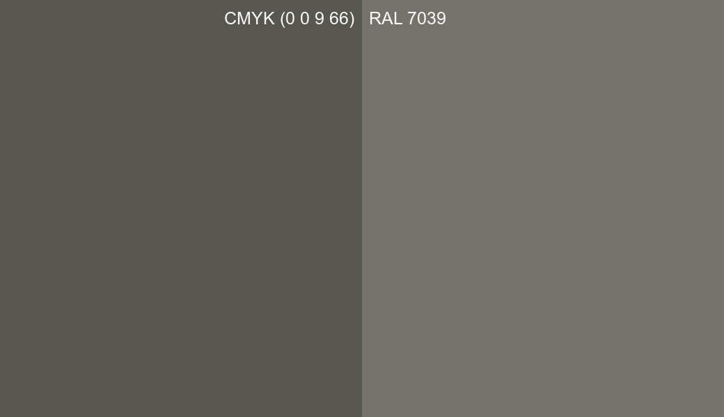 CMYK Color CMYK (0 0 9 66) vs RAL 7039 side by side comparison CMYK Color CMYK (0 0 9 66) vs RAL 7039 side by side comparison