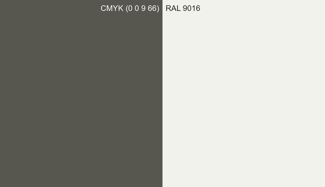 CMYK Color CMYK (0 0 9 66) vs RAL 9016 side by side comparison CMYK Color CMYK (0 0 9 66) vs RAL 9016 side by side comparison