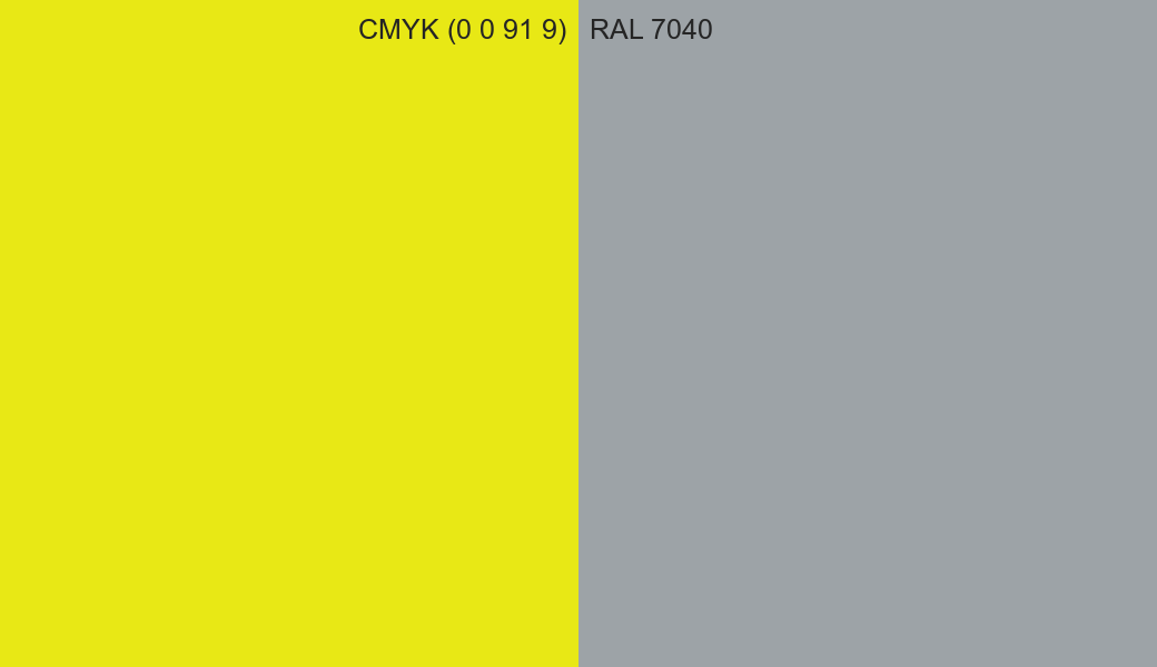 CMYK Color CMYK (0 0 91 9) vs RAL 7040 side by side comparison CMYK Color CMYK (0 0 91 9) vs RAL 7040 side by side comparison