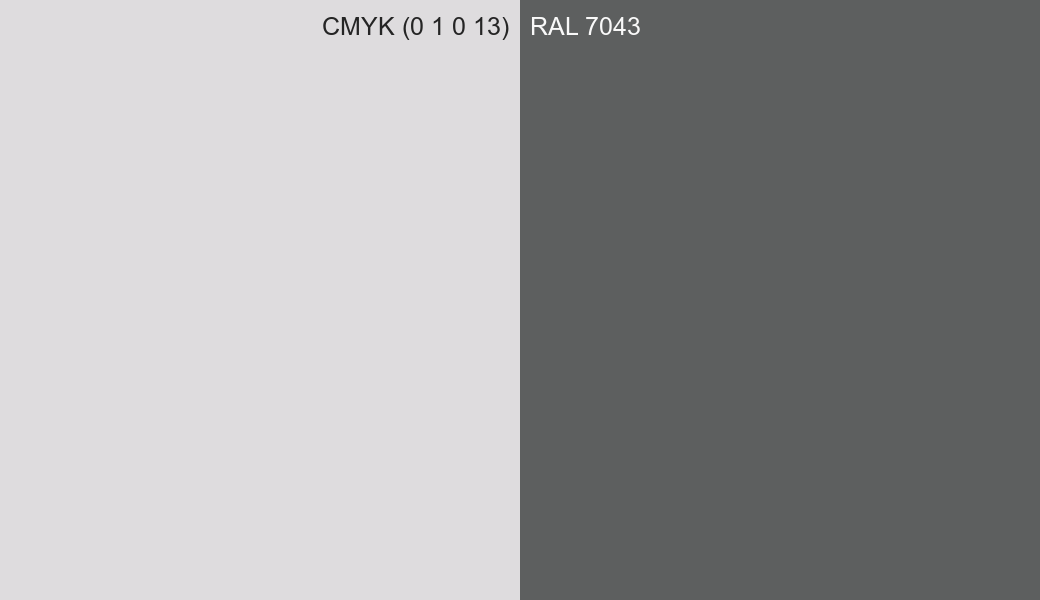 CMYK Color CMYK (0 1 0 13) vs RAL 7043 side by side comparison CMYK Color CMYK (0 1 0 13) vs RAL 7043 side by side comparison