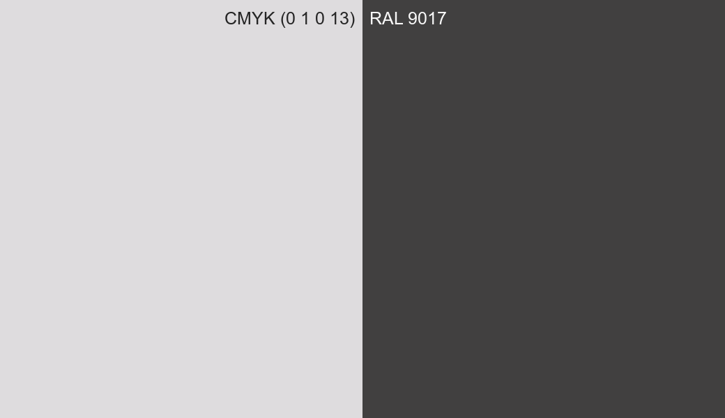 CMYK Color CMYK (0 1 0 13) vs RAL 9017 side by side comparison CMYK Color CMYK (0 1 0 13) vs RAL 9017 side by side comparison