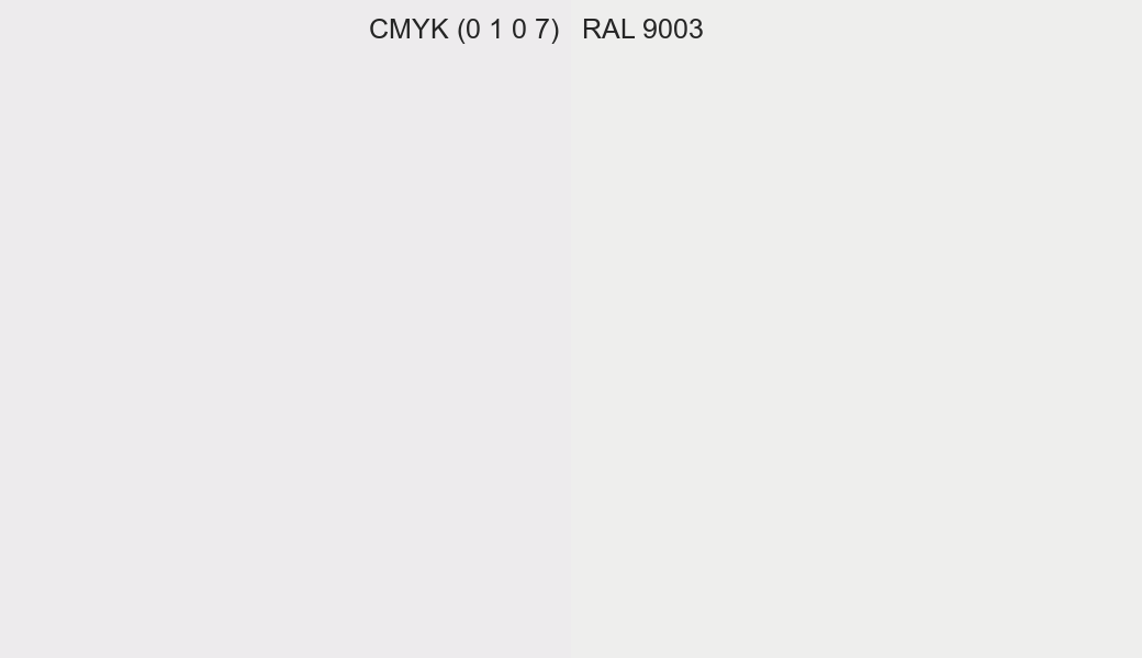 CMYK Color CMYK (0 1 0 7) vs RAL 9003 side by side comparison CMYK Color CMYK (0 1 0 7) vs RAL 9003 side by side comparison