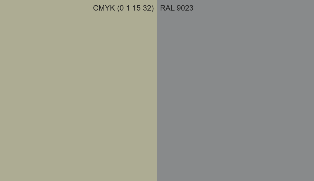 CMYK Color CMYK (0 1 15 32) vs RAL 9023 side by side comparison CMYK Color CMYK (0 1 15 32) vs RAL 9023 side by side comparison