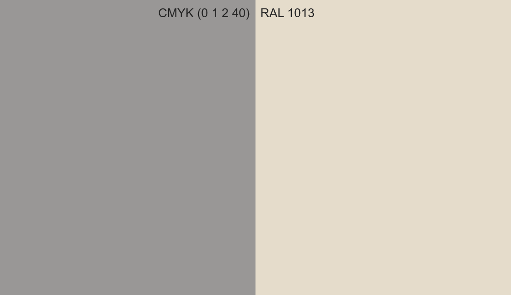 CMYK Color CMYK (0 1 2 40) vs RAL 1013 side by side comparison CMYK Color CMYK (0 1 2 40) vs RAL 1013 side by side comparison