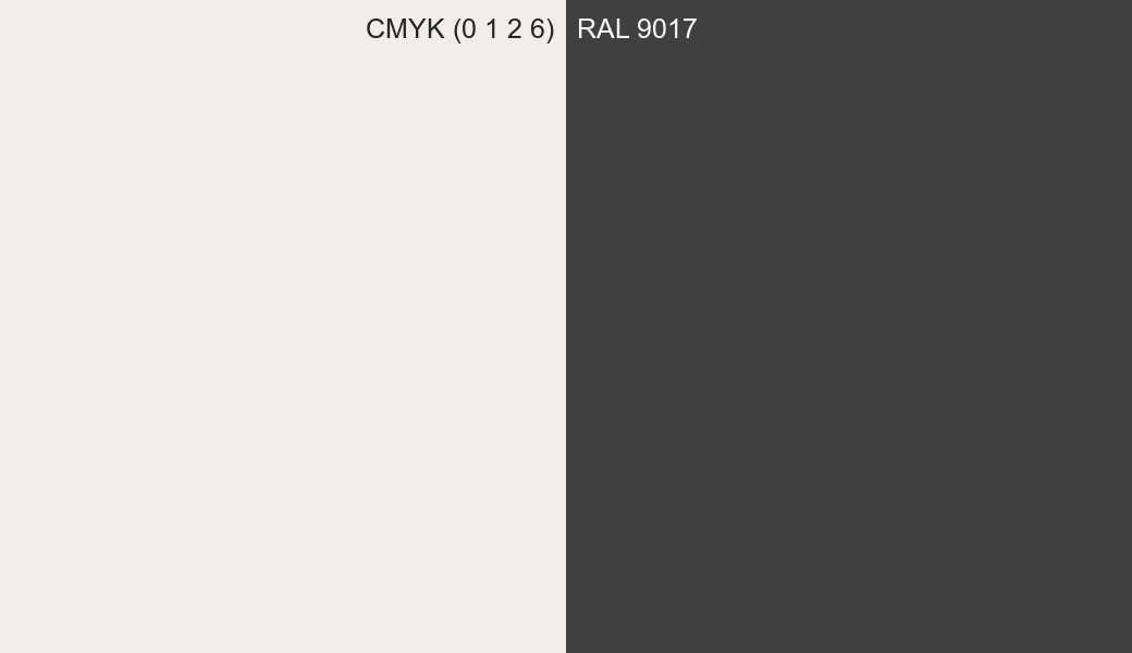 CMYK Color CMYK (0 1 2 6) vs RAL 9017 side by side comparison CMYK Color CMYK (0 1 2 6) vs RAL 9017 side by side comparison