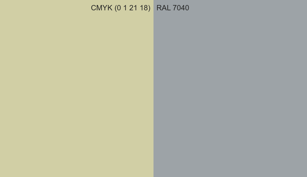 CMYK Color CMYK (0 1 21 18) vs RAL 7040 side by side comparison CMYK Color CMYK (0 1 21 18) vs RAL 7040 side by side comparison
