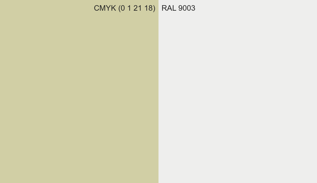 CMYK Color CMYK (0 1 21 18) vs RAL 9003 side by side comparison CMYK Color CMYK (0 1 21 18) vs RAL 9003 side by side comparison