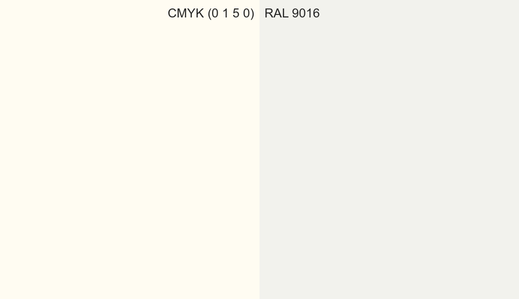 CMYK Color CMYK (0 1 5 0) vs RAL 9016 side by side comparison CMYK Color CMYK (0 1 5 0) vs RAL 9016 side by side comparison