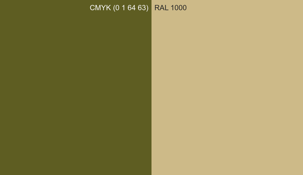 CMYK Color CMYK (0 1 64 63) vs RAL 1000 side by side comparison CMYK Color CMYK (0 1 64 63) vs RAL 1000 side by side comparison