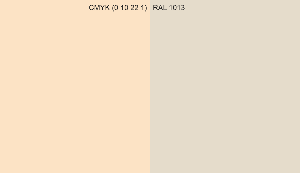 CMYK Color CMYK (0 10 22 1) vs RAL 1013 side by side comparison CMYK Color CMYK (0 10 22 1) vs RAL 1013 side by side comparison