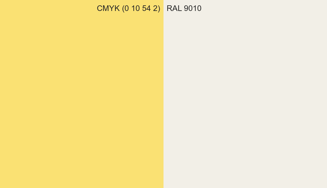 CMYK Color CMYK (0 10 54 2) vs RAL 9010 side by side comparison CMYK Color CMYK (0 10 54 2) vs RAL 9010 side by side comparison
