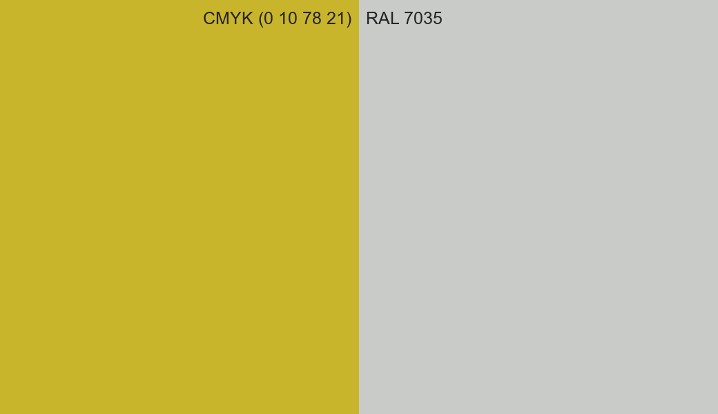 CMYK Color CMYK (0 10 78 21) vs RAL 7035 side by side comparison CMYK Color CMYK (0 10 78 21) vs RAL 7035 side by side comparison