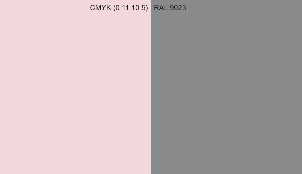 CMYK Color CMYK (0 11 10 5) vs RAL 9023 side by side comparison CMYK Color CMYK (0 11 10 5) vs RAL 9023 side by side comparison